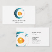 Vakantie van het vliegtuig voor reisagent Map Beac Visitekaartje (Voorkant / Achterkant)