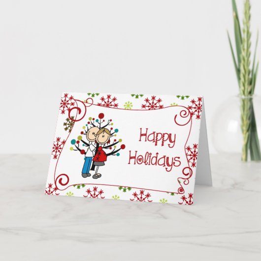 Vakantie van Kerstmis van het Paar van het Cijfer Feestdagen Kaart (Voorkant)