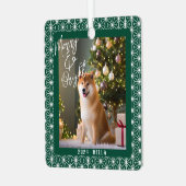 Vakantie van Shiba | ASANOHA Japans Kimono patroon Metalen Ornament (Voorkant links)