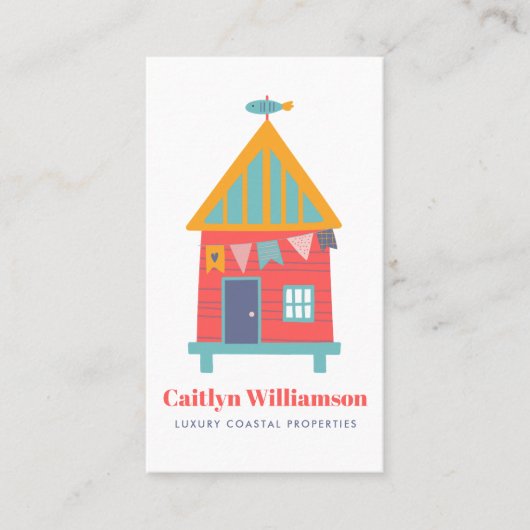 Vakantie Vastgoed Foto QR Code Fun Beach House Visitekaartje (Voorkant)