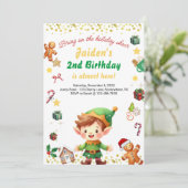 Vakantie Verjaardag Jongen Winter Elf Kerstmis Kaart (Staand voorkant)