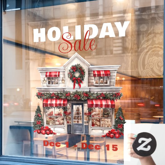 VAKANTIE VERKOOP VERSIERDE KERSTSHOP RAAMSTICKER (Cafe Raam)