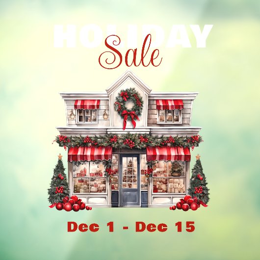 VAKANTIE VERKOOP VERSIERDE KERSTSHOP RAAMSTICKER (Vel 3)