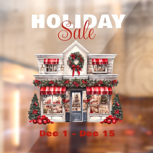 VAKANTIE VERKOOP VERSIERDE KERSTSHOP RAAMSTICKER (Vel 2)