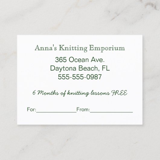 Vakantie verlicht bedrijf Gift Certificate Busines Kortingskaartje (Achterkant)