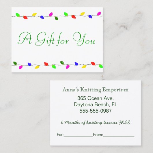 Vakantie verlicht bedrijf Gift Certificate Busines Kortingskaartje (Voorkant / Achterkant)