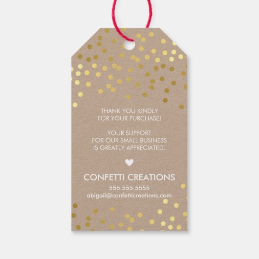 VAKANTIE VERPAKKING LABEL gouden confetti spots kr Cadeaulabel (Achterkant)