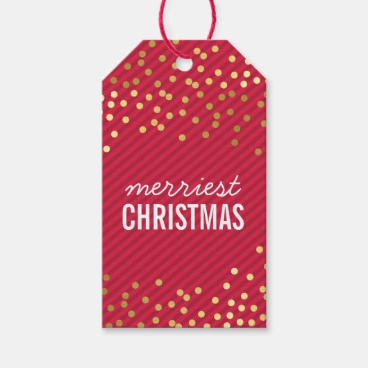 VAKANTIE VERPAKKING LABEL gouden vlekken rode stre Cadeaulabel (Voorkant)