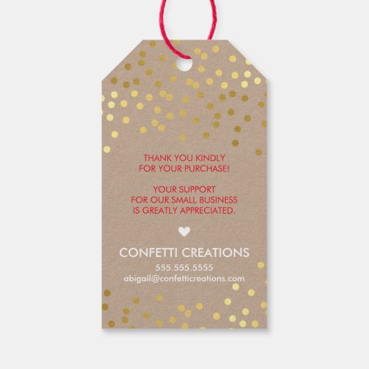 VAKANTIE VERPAKKING LABEL gouden vlekken rode stre Cadeaulabel (Achterkant)