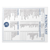 Vakantie-verpakkingslijst, speciaal Wereldbol-mono Notitieblok (Voorkant)