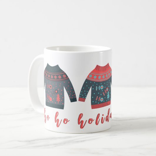 Vakantie Vibes Lelijke Trui Grappige Kerstmis Koffiemok (Voorkant links)