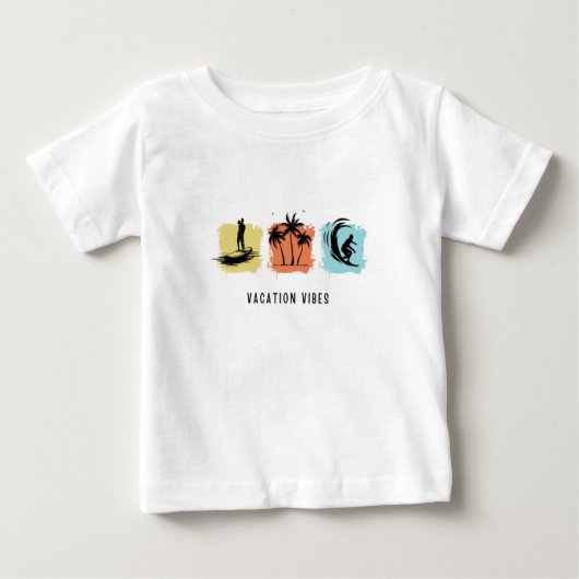 VAKANTIE VIBES Print Modern Wit Baby Tshirt (Voorkant)