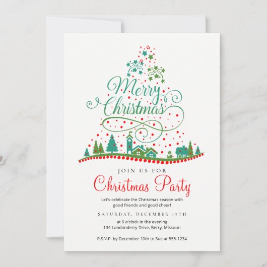 Vakantie viering Kerstfeest uitnodiging (Voorkant)