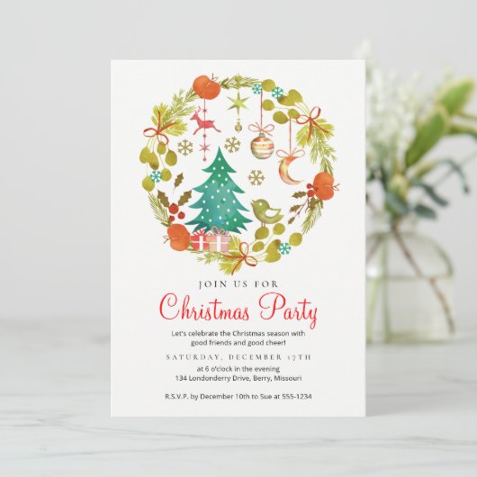 Vakantie viering Kerstfeest uitnodiging (Staand voorkant)