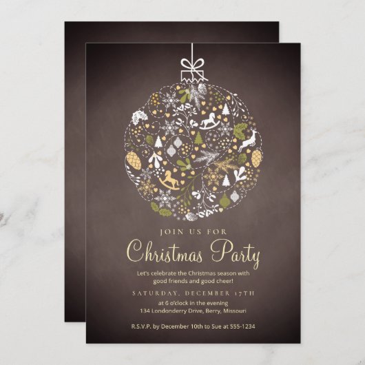 Vakantie viering Kerstfeest uitnodiging (Voorkant / Achterkant)