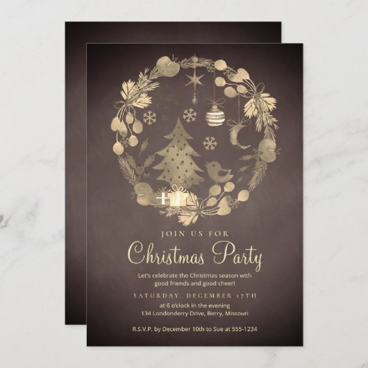 Vakantie viering Kerstfeest uitnodiging (Voorkant / Achterkant)