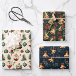 Vakantie Vintage Kerstklokken & Decoraties Inpakpapier Vel