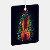 Vakantie viool Kerstboom metalen ornament (Voorkant Rechts)