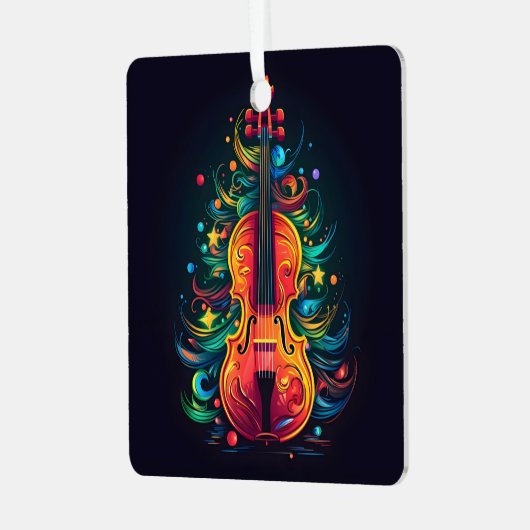 Vakantie viool Kerstboom metalen ornament (Voorkant links)