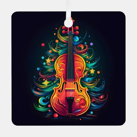 Vakantie viool Kerstboom metalen ornament (Voorkant)