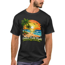 Vakantie voelt goed donkere katoenen T-shirt USA