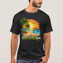 Vakantie voelt goed donkere katoenen T-shirt USA
