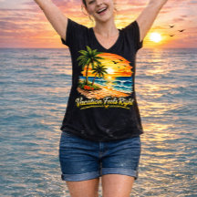 Vakantie voelt goed Eiland V-hals T-shirt NL