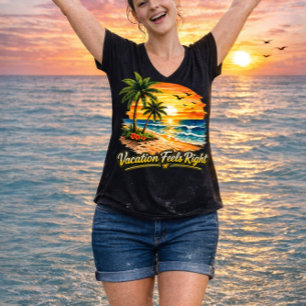 Vakantie voelt goed Eiland V-hals T-shirt NL
