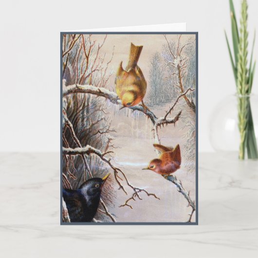 Vakantie Vogels Victoriaans kerst Kaart (Voorkant)