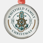 Vakantie voor aangepaste reeks — Nautical Boat Tri Metalen Ornament (Voorkant)