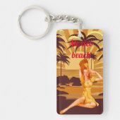 Vakantie voor dame op het strand in Mexico Sleutelhanger (Voorkant)