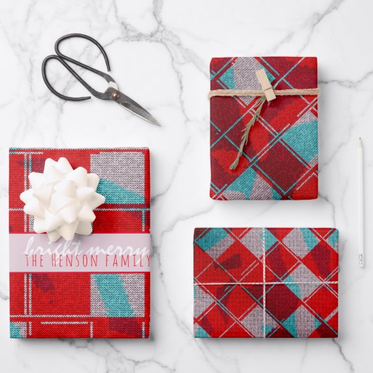 Vakantie voor feestdag in Merry Bright Red Knit Kn Inpakpapier Vel (Voorkant)