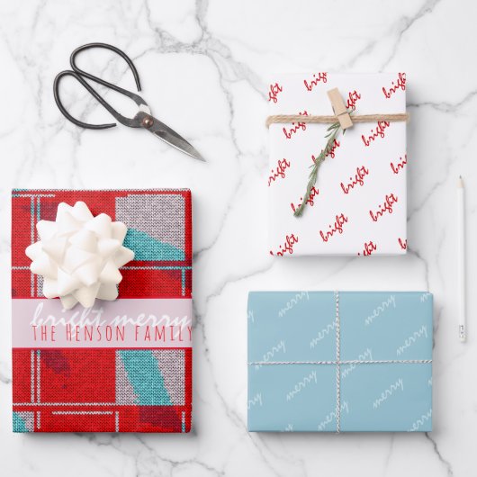 Vakantie voor feestdag in Merry Bright Red Knit Kn Inpakpapier Vel (Voorkant)