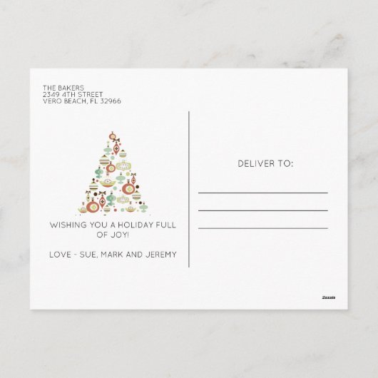 Vakantie voor feestdag met feestelijke kerstbomen feestdagenkaart (Achterkant)