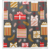 Vakantie voor feestdag met prettige kerstretro douchegordijn (Voorkant)