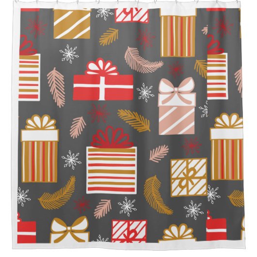 Vakantie voor feestdag met prettige kerstretro douchegordijn (Voorkant)