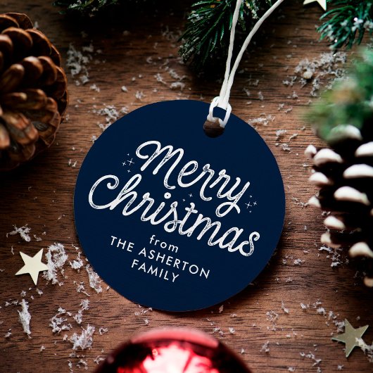 Vakantie voor feestdagen met kerstretro-script bedankjes labels