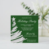 Vakantie voor groene en zilveren kerstbomen kaart (Staand voorkant)