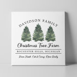 Vakantie voor kerstboomvakantie voor aangepaste fa canvas afdruk<br><div class="desc">Aangepast Boerderij met kerstboomstructuur in een dovaswandbekleding in groene, koolzuurgrijze en witte kleuren. Hij is uitgerust met een modern rustisch typografisch ontwerp met drie verse groene kerstbomen met waterverf. Pas aan met uw familienaam, plaats, en andere douanetekst aan. Toon thuis als een uniek, persoonlijk accent op uw boerderij met een...</div>