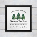 Vakantie voor kerstboomvakantie voor aangepaste fa poster<br><div class="desc">Aangepaste kerstboomkleur Boerderij poster afdrukken in groene, koolsteengrijze en witte kleuren. Hij is uitgerust met een modern rustisch typografisch ontwerp met drie verse groene kerstbomen met waterverf. Pas aan met uw familienaam, plaats, en andere douanetekst aan. Lijst en beeldscherm in uw huis als een uniek, op uw wensen afgestemd accent...</div>