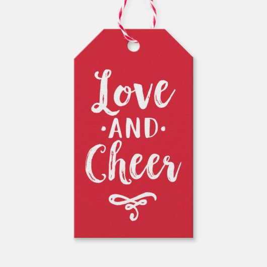 Vakantie voor liefde en rode, geborstelde Script Cadeaulabel (Voorkant)