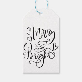 Vakantie voor Merry and Bright Script Typography H Cadeaulabel