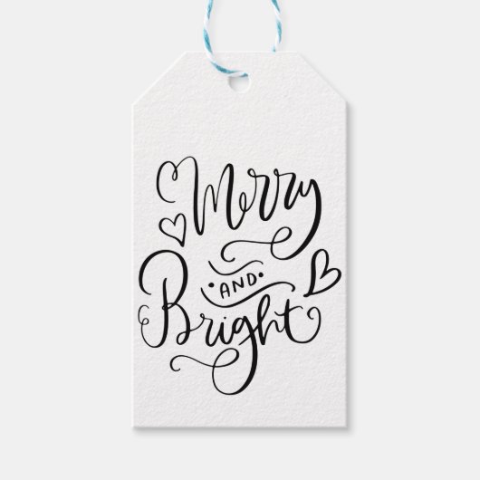 Vakantie voor Merry and Bright Script Typography H Cadeaulabel (Voorkant)