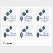 Vakantie voor prettige kerstblauwe Ornamenten Vierkante Sticker (Vel)