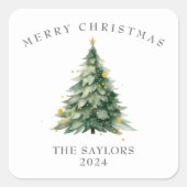 Vakantie voor prettige kerstbomen vierkante sticker (Voorkant)