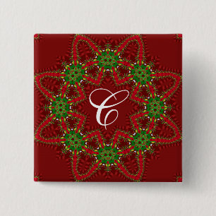 Vakantie voor rode en groene monogram Button