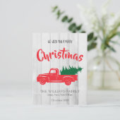 Vakantie voor  vrachtwagenvakantie met vrolijk ker feestdagenkaart (Staand voorkant)