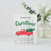 Vakantie voor  vrachtwagenvakantie met vrolijk ker feestdagenkaart (Staand voorkant)