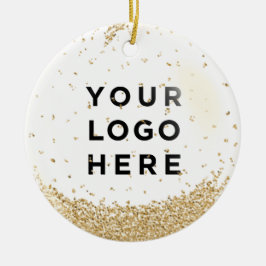 Vakantie voor zakelijke Logo Gold Glitter Snowfall Keramisch Ornament