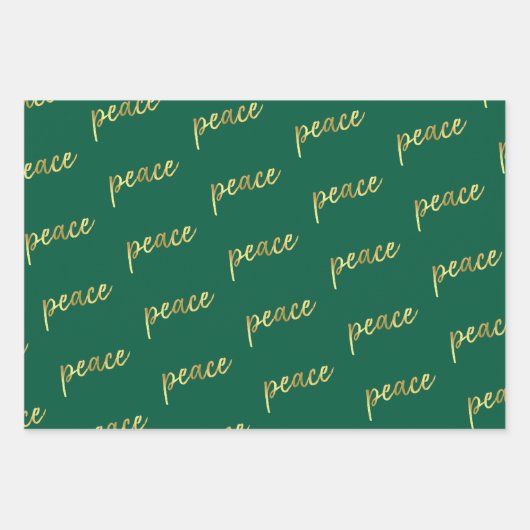 Vakantie vrede | Faux gouden folie kalligrafie zwa Inpakpapier Vel (Voorkant)